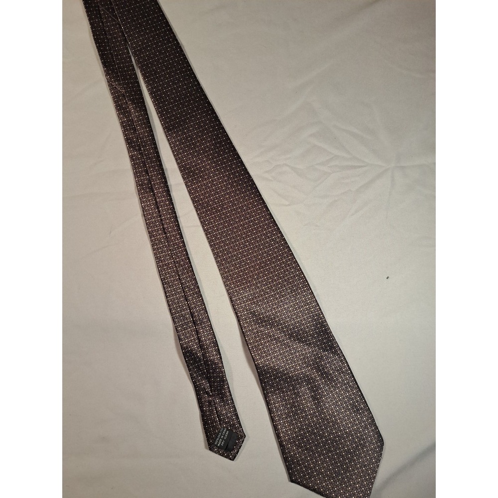 Stafford 100% SILK  TIE  58" X 4" BROWN GEOMETRIC MADE IN China